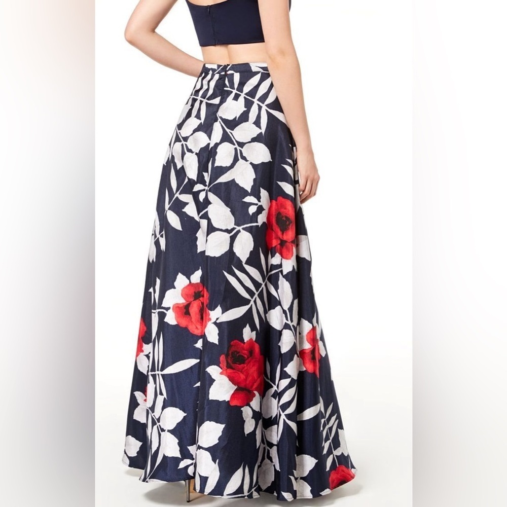 Sequin Hearts Blue Red White Floral Full Tulle Formal Maxi Skirt Size 0